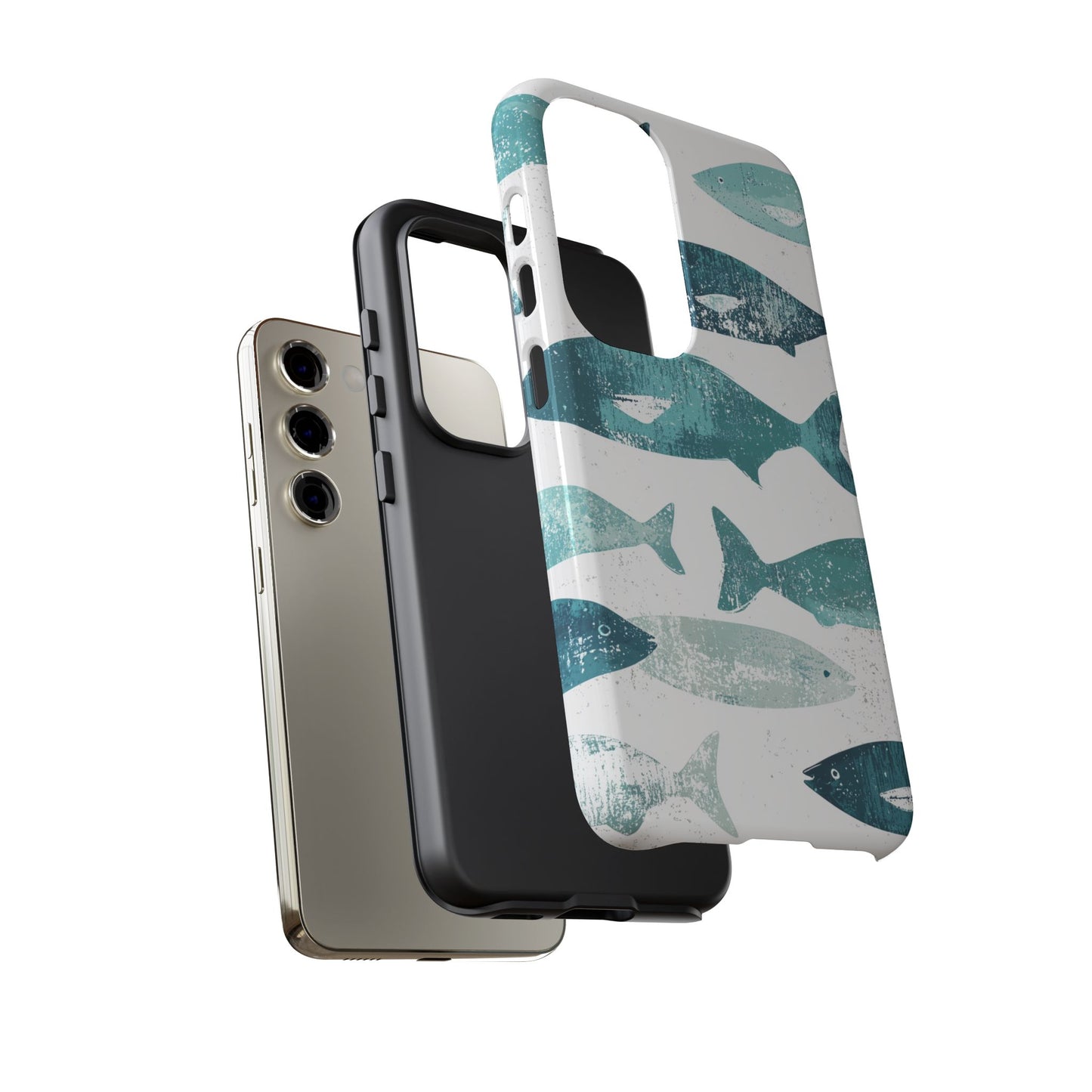 Vintage Blue Fish Print - Samsung Galaxy Series Case