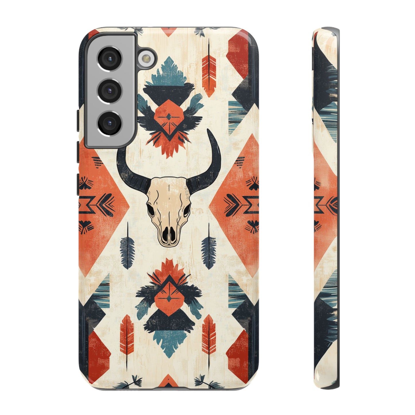 Southwestern Boho Skull Tough Samsung Galaxy Case – Durable Matte Finish, Dual-Layer Protection
