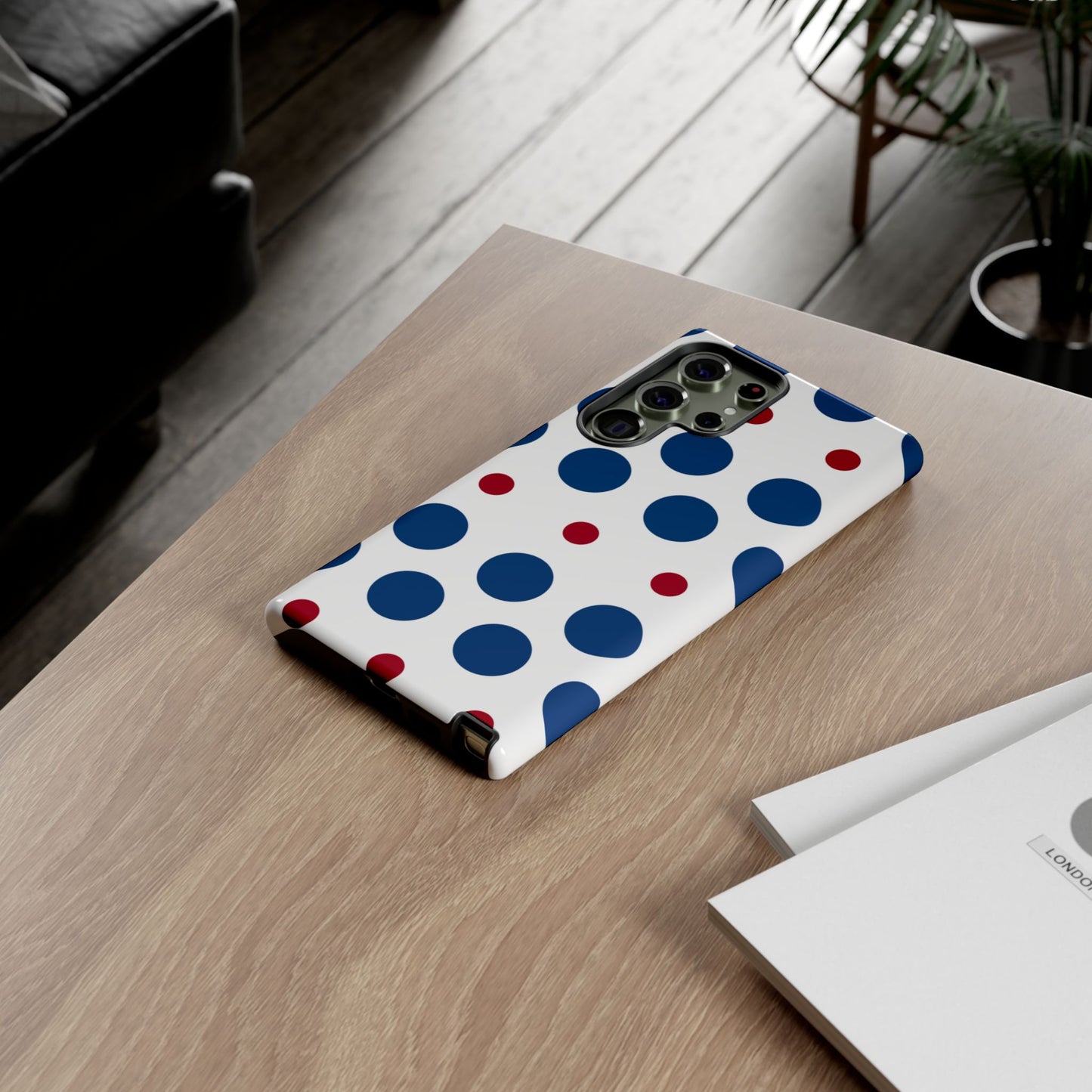 Bold Navy & Red Polka Dot Pattern – Samsung Galaxy Case