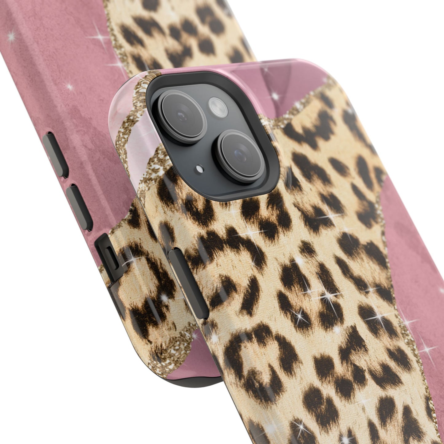 Pink Glam Leopard - MagSafe iPhone Series Case with Glitter Accents