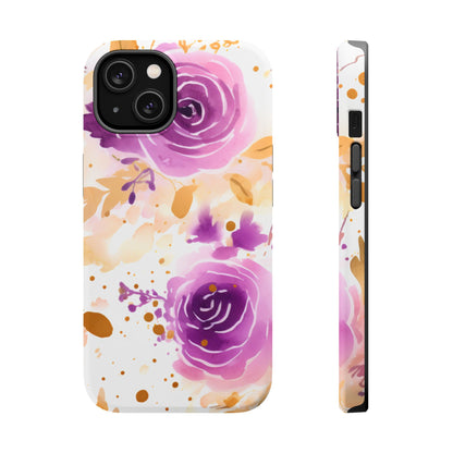 Soft Purple & Gold Floral Splash - MagSafe iPhone Series Case