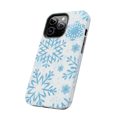 Frosty Blue Snowflakes iPhone Case – Shockproof, Smooth Matte Finish, Dual-Layer Design