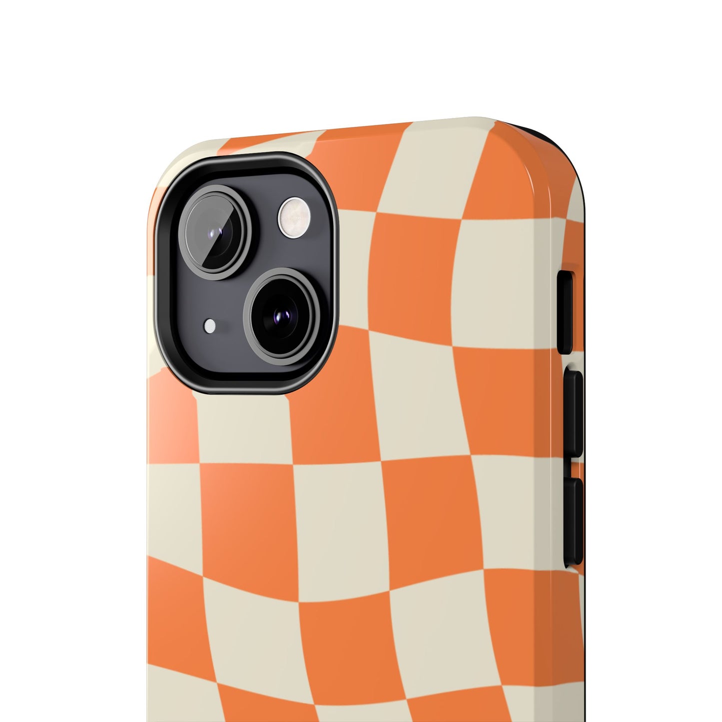 Wavy Retro Checkerboard iPhone Case – Shockproof, Matte Finish, Dual-Layer Protection