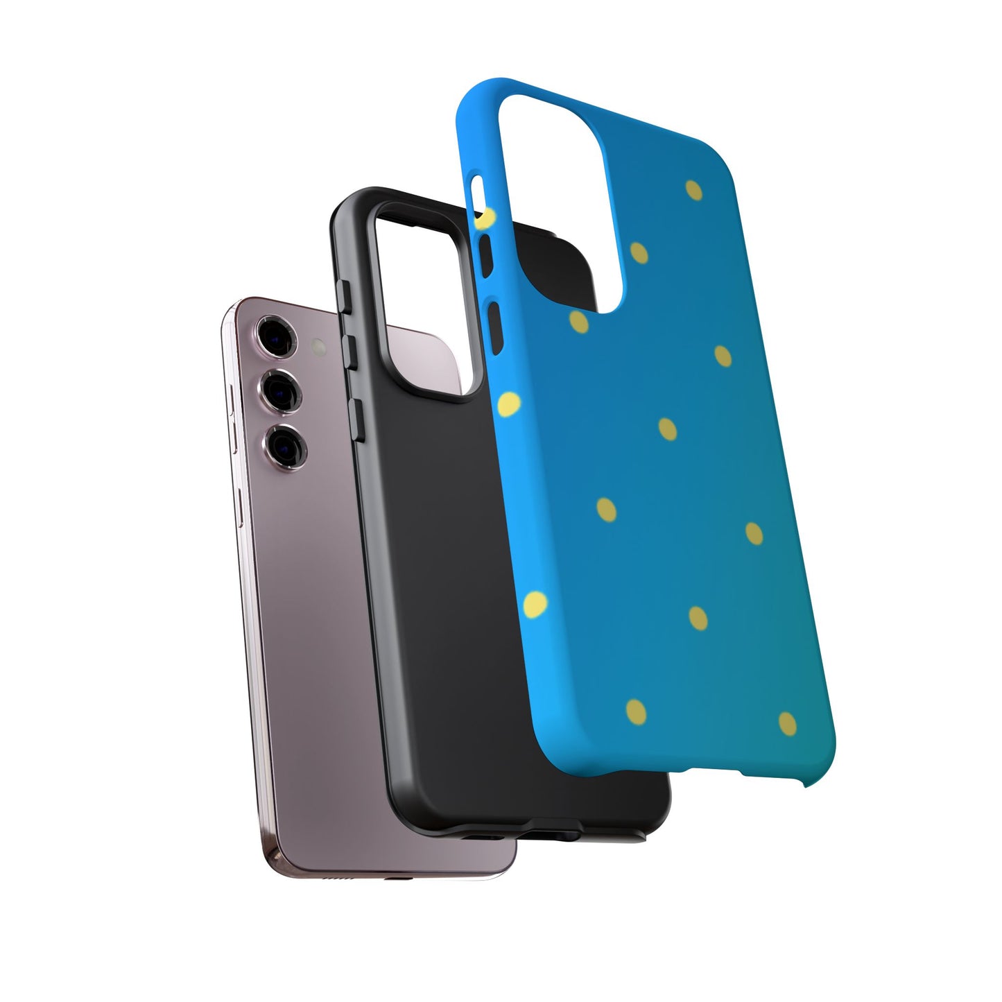 Blue Ocean Gradient Polka Dots Samsung Galaxy Case – Shockproof, Smooth Matte Finish, Dual-Layer Design