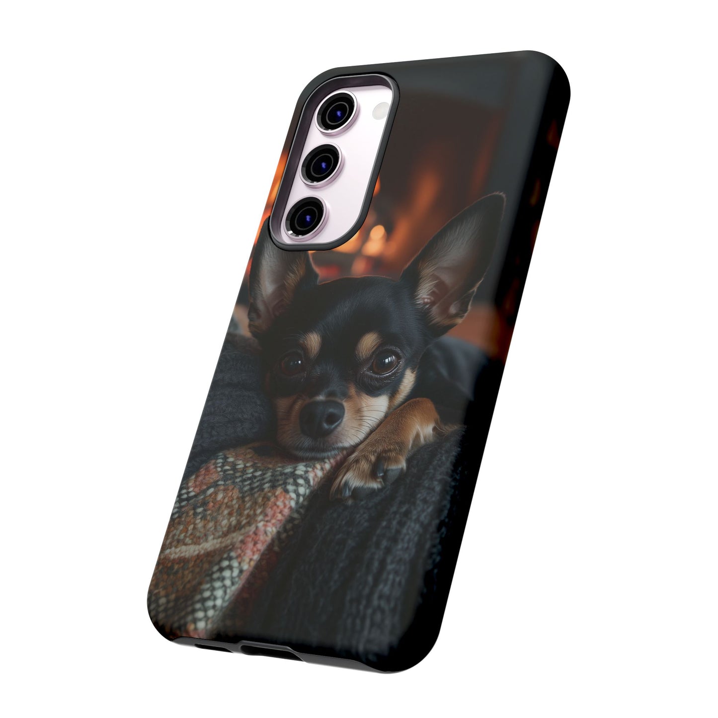 Cozy Chihuahua Fireplace Samsung Galaxy Case – Warm and Protective Design