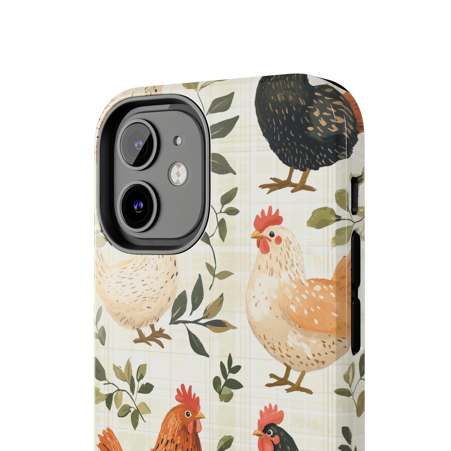 iPhone Case: Vintage Chicken Farmhouse Case – Rustic Leaves Design