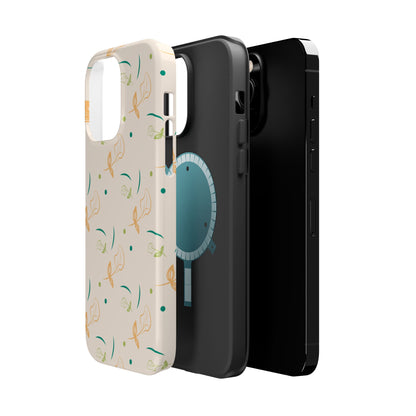 Soft Pastel Abstract Floral Tough MagSafe iPhone Case – Playful Minimalist Design with Dual-Layer Protection