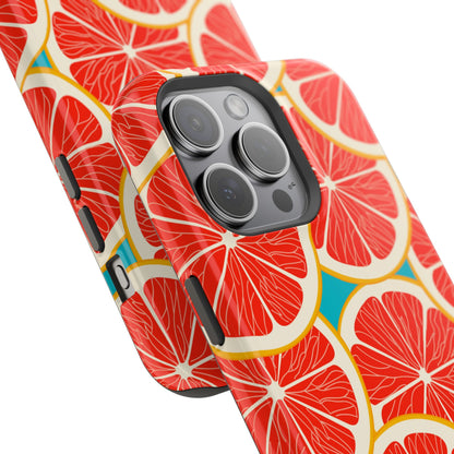 Ruby Grapefruit Pop Tough MagSafe iPhone Case – Vibrant Citrus Design, Shock-Resistant Protection