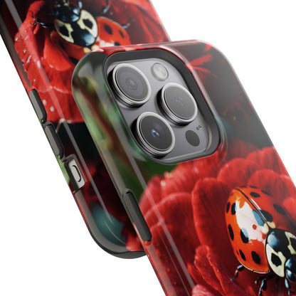 Elegant Rose & Ladybug Charm - MagSafe iPhone Case