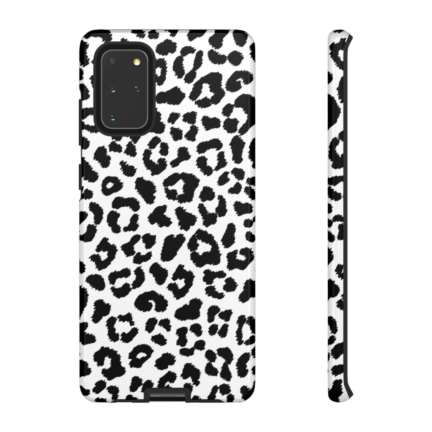 Monochrome Leopard Print Tough Samsung Galaxy Case – Classic Black and White Design with Dual-Layer Protection