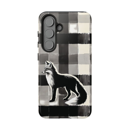 Black White Fox Phone Case - Monochrome Mystique