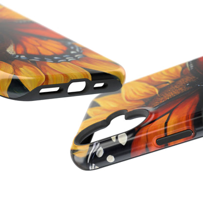 Monarch Butterfly & Sunflower Art – MagSafe iPhone Case