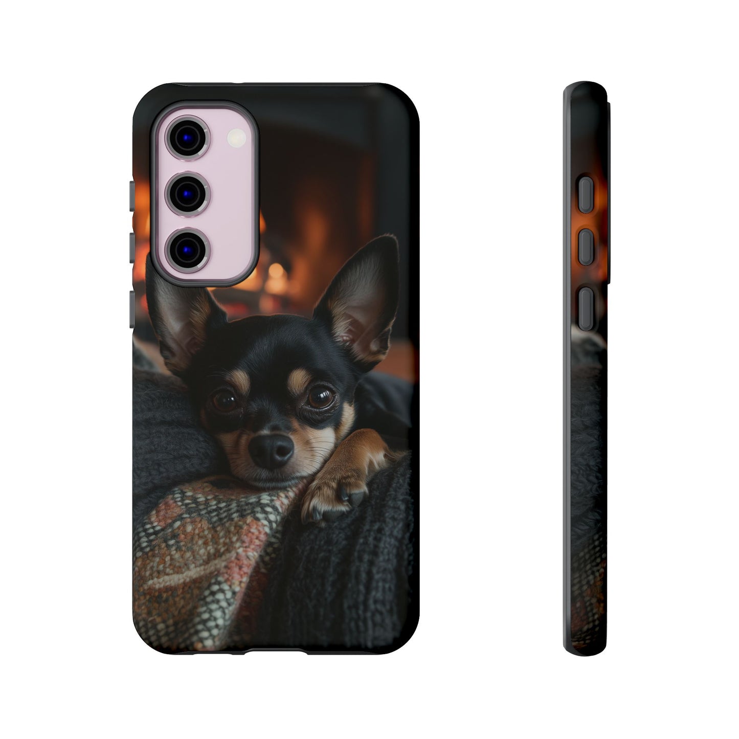 Cozy Chihuahua Fireplace Samsung Galaxy Case – Warm and Protective Design