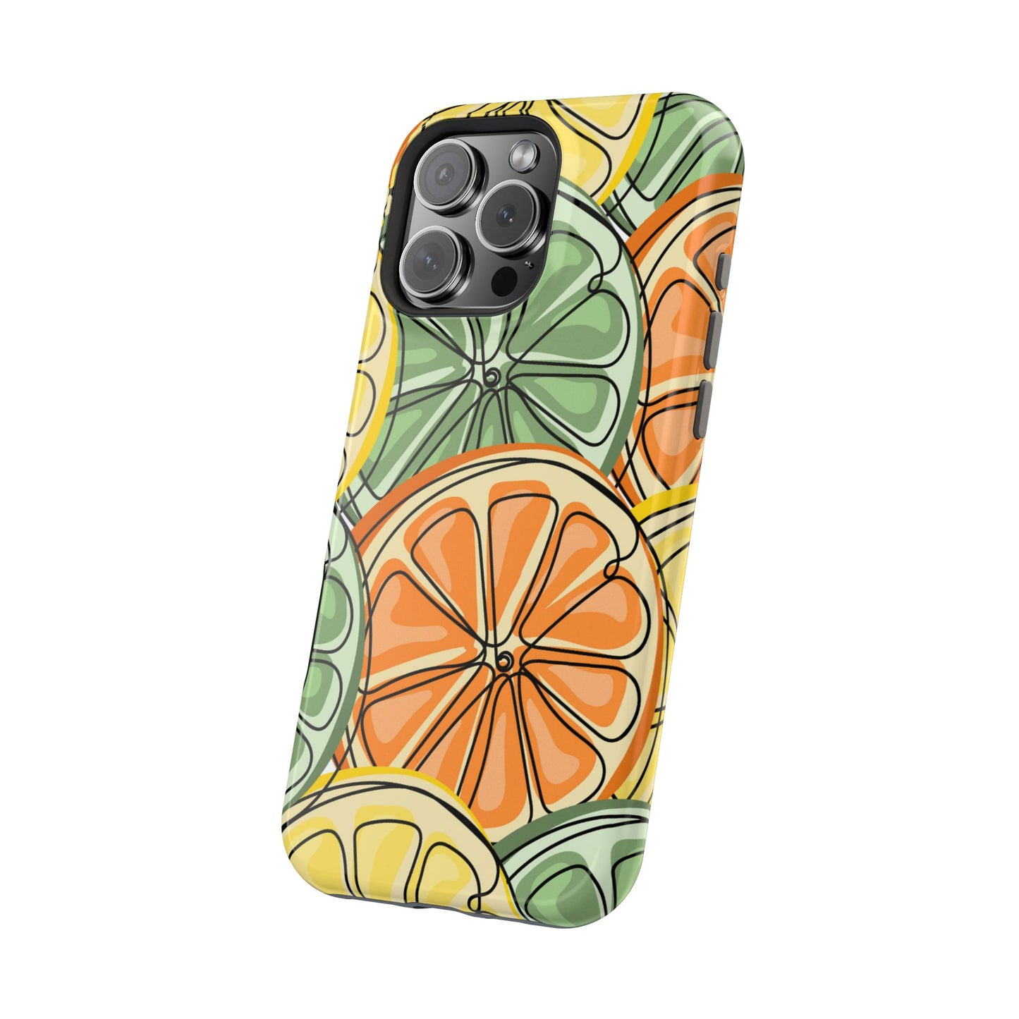 Citrus Zest Tough MagSafe iPhone Case – Bold Lime, Lemon, and Orange Design, Shockproof Protection