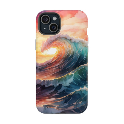 Ocean Sunrise Wave MagSafe iPhone Case – Vibrant Watercolor Wave Design