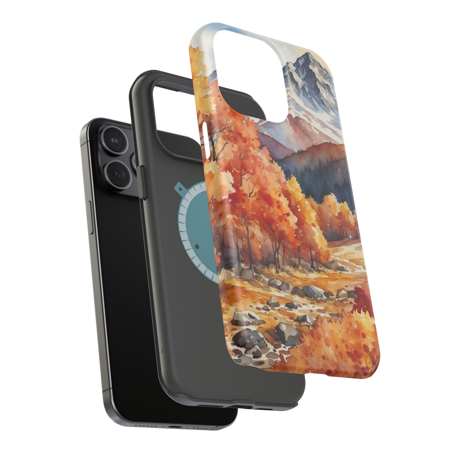 Watercolor Autumn Forest and Mountains - MagSafe iPhone Case