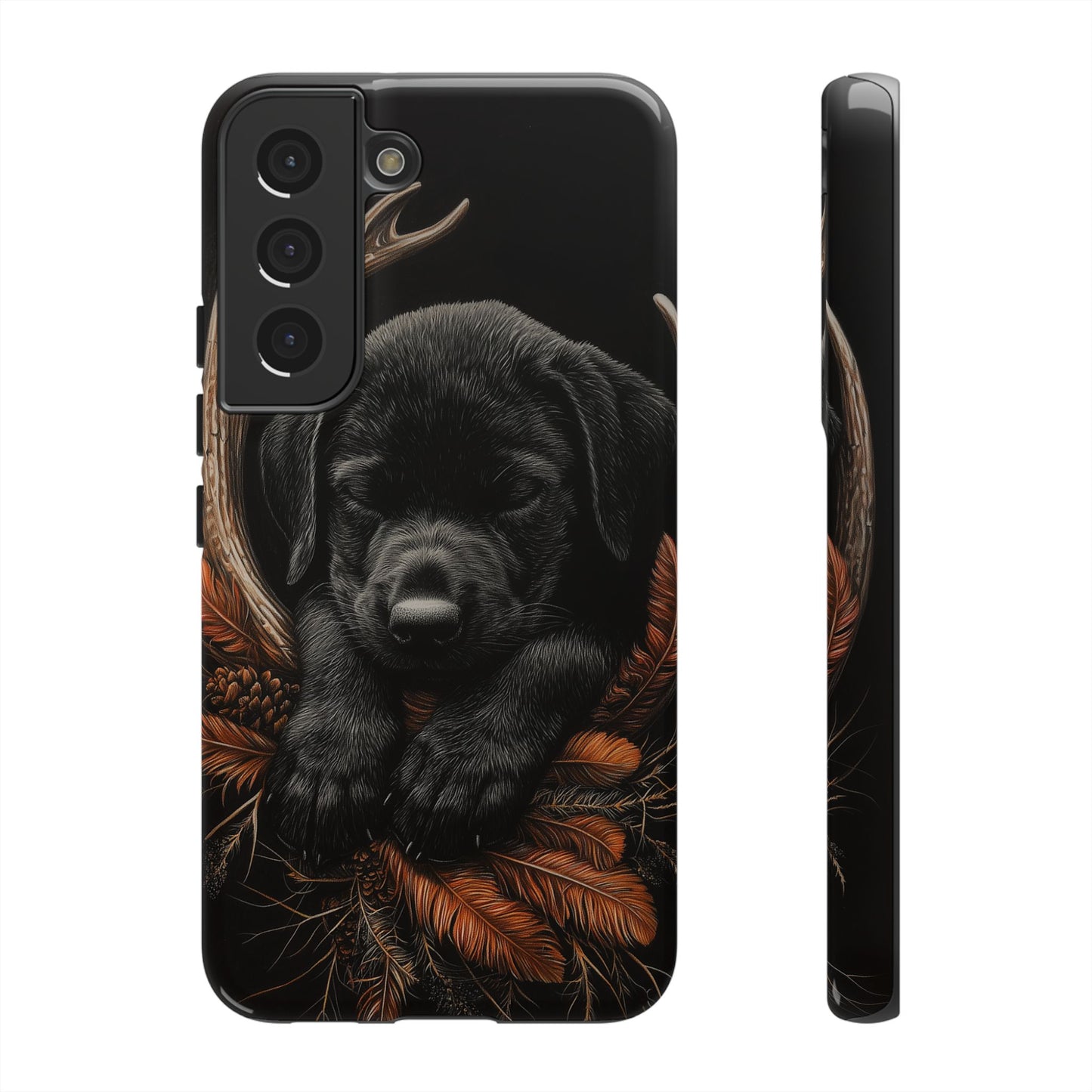 Charming Black Labrador Puppy on Feathers Samsung Galaxy Case