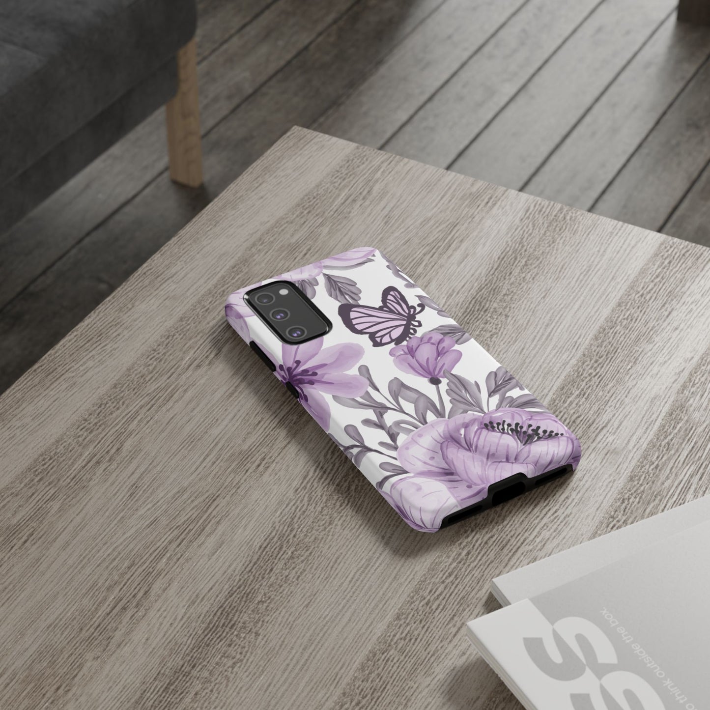 Lavender Bloom Butterfly Samsung Galaxy Case – Delicate Floral Design with Watercolor Details