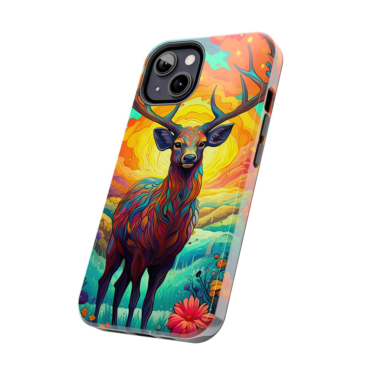 Vibrant Stag in Bloom – iPhone Case