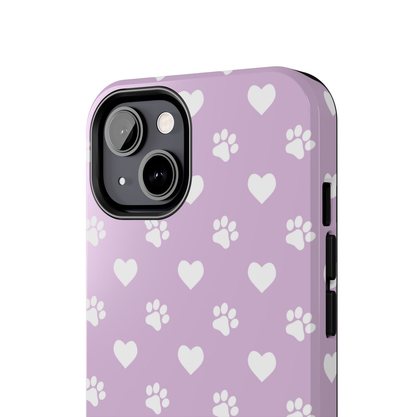 Purple Hearts & Paw Prints - Cute Pet Lover iPhone Case