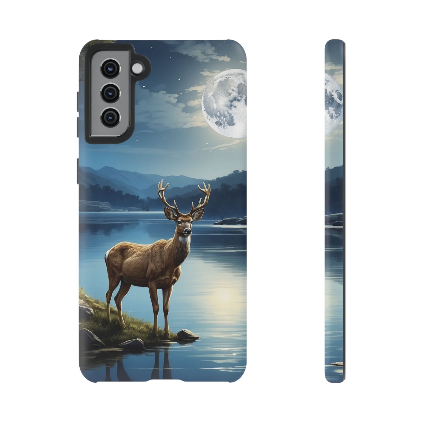 Moonlit Elegance: Stag by the Lake – Samsung Galaxy Case