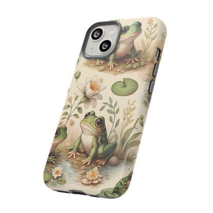 Cute Frogs Phone Case - Pond Pals Frolic - Charming Frog Lily Pad Phone Case for iPhone, Google & Samsung! Great Gift For Any Frog Lover!