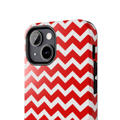 Bold Red & White Chevron – Modern Geometric iPhone Case