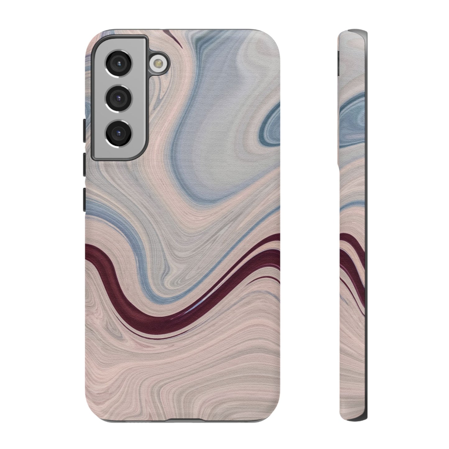 Marble Swirl Elegance – Samsung Galaxy Case in Blue & Blush Abstract Design