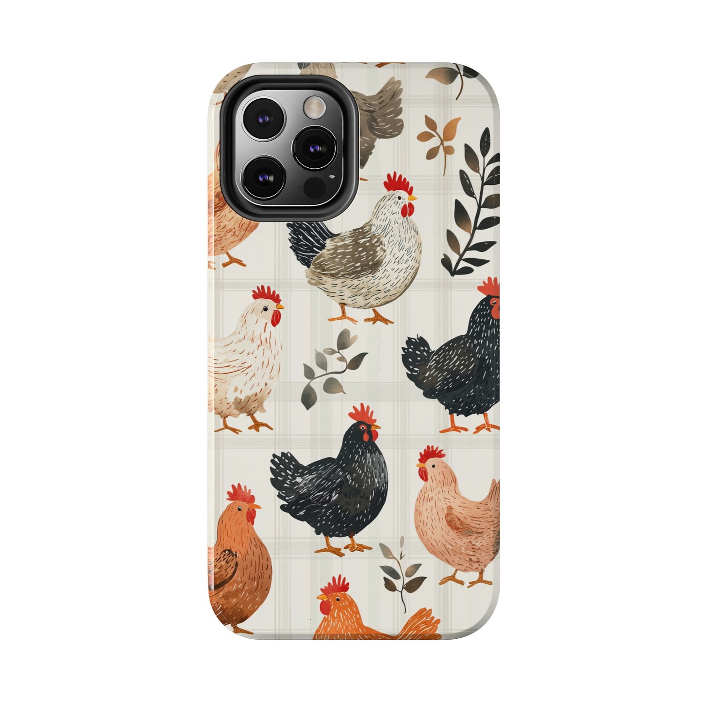 iPhone Case: Vintage Chicken & Leaves – Farmhouse Style Case