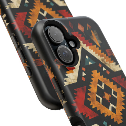 Southwestern Tribal Diamond Tough MagSafe iPhone Case – Bold Geometric Pattern, Dual-Layer Protection