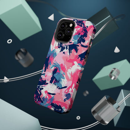 Vibrant Pink & Navy Abstract Splash – MagSafe iPhone Case