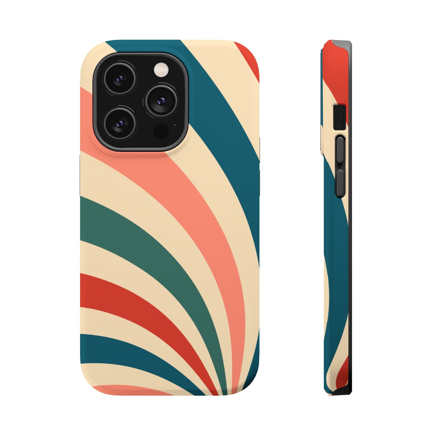 Retro Sunburst Swirl MagSafe iPhone Case – Dual-Layer Protection with Bold 70s Vibes