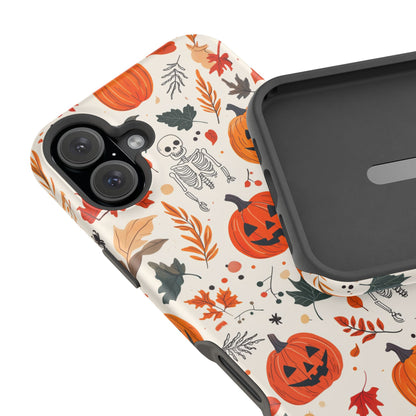 Halloween Pumpkin & Skeleton MagSafe iPhone Case – Spooky Autumn Design