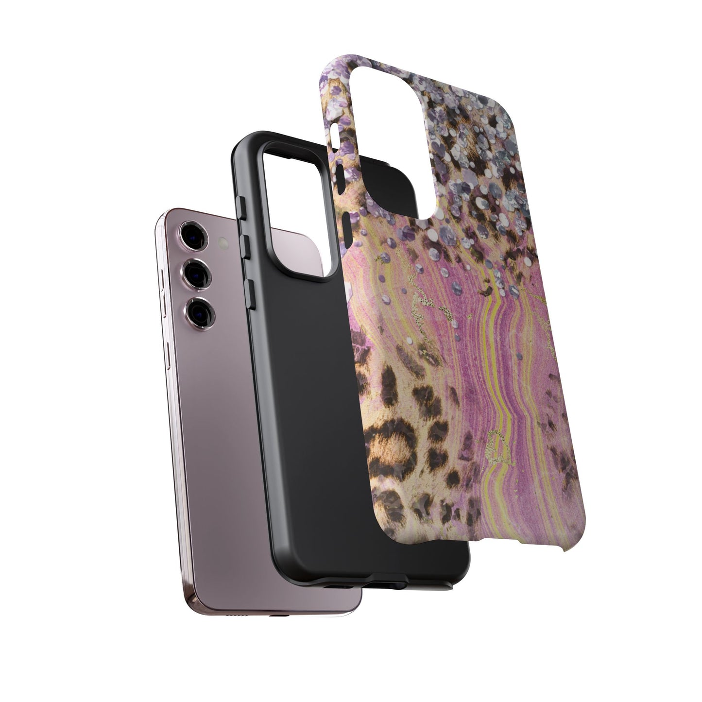 Crystal Glam Leopard - Samsung Galaxy Series Case with Glitter and Gem Accents