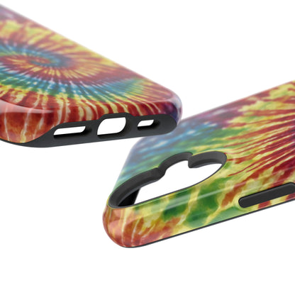 Vibrant Spiral Tie-Dye MagSafe Case – Retro Rainbow Design