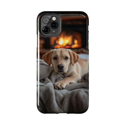 Cozy Golden Retriever by the Fireplace - iPhone Series Case