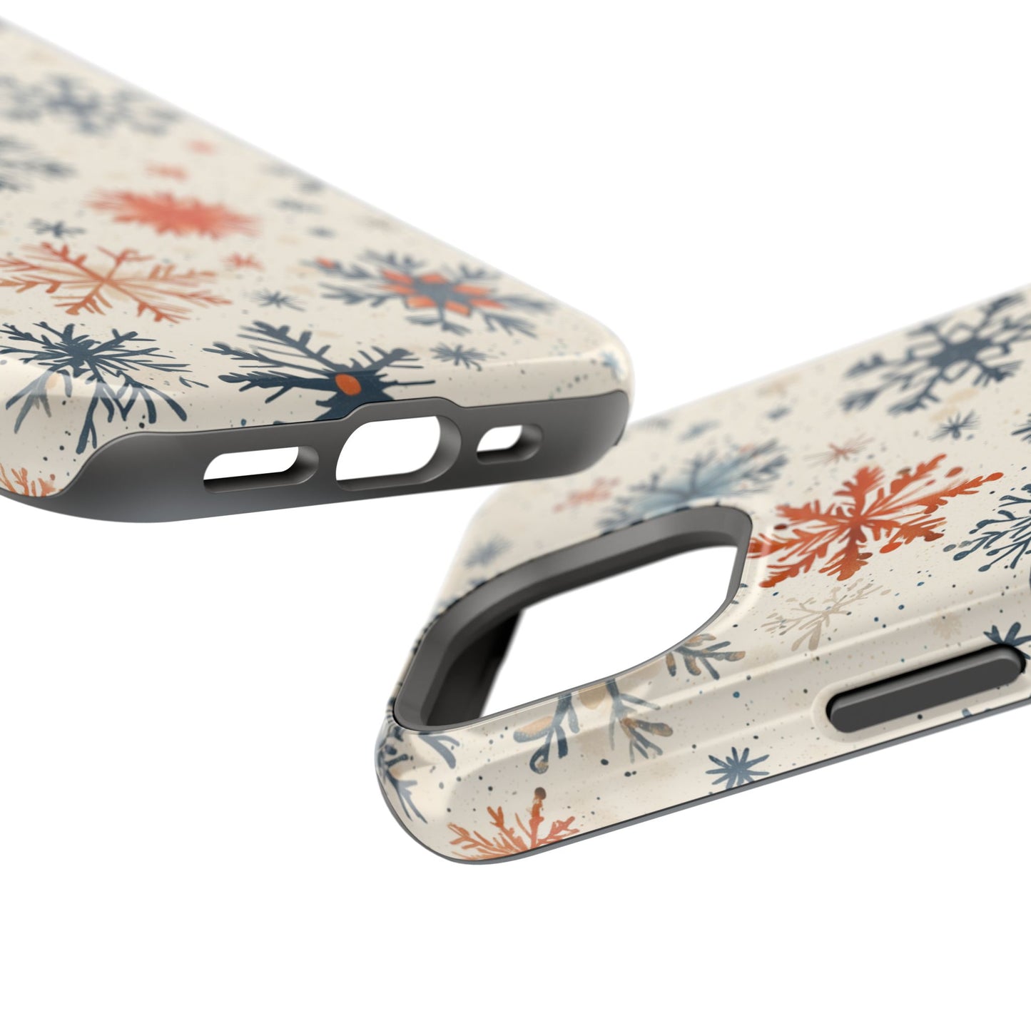 Rustic Orange and Blue Snowflake Pattern – MagSafe iPhone Series Case