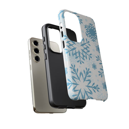 Frosty Blue Snowflakes Samsung Galaxy Case – Shockproof, Smooth Matte Finish, Dual-Layer Design