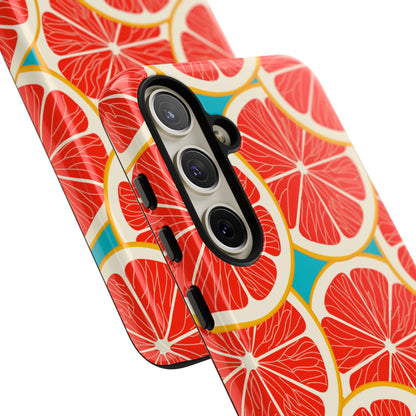 Ruby Grapefruit Pop Tough Samsung Galaxy Case – Vibrant Citrus Design, Shock - Resistant Protection - BOGO Cases