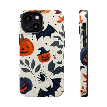 Spooky Halloween MagSafe iPhone Case – Pumpkins, Bats, and Spider Design