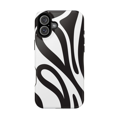 Modern Black and White Abstract Tough MagSafe iPhone Case – Bold Graphic Pattern with Dual-Layer Protection