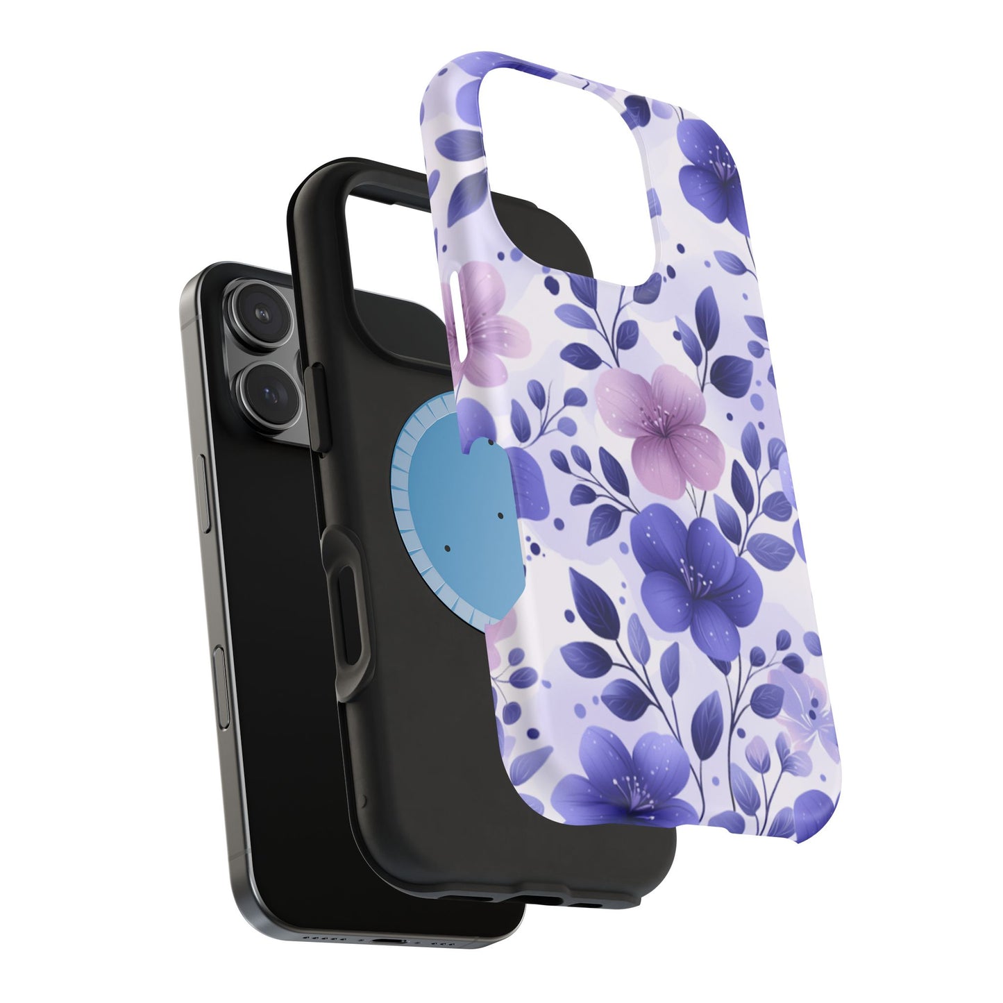 Purple Floral MagSafe iPhone Case – Durable Protection with Elegant Flower Design