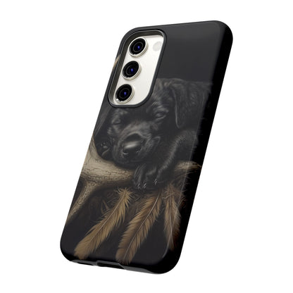 Adorable Black Labrador Puppy on Feathers Samsung Galaxy Case