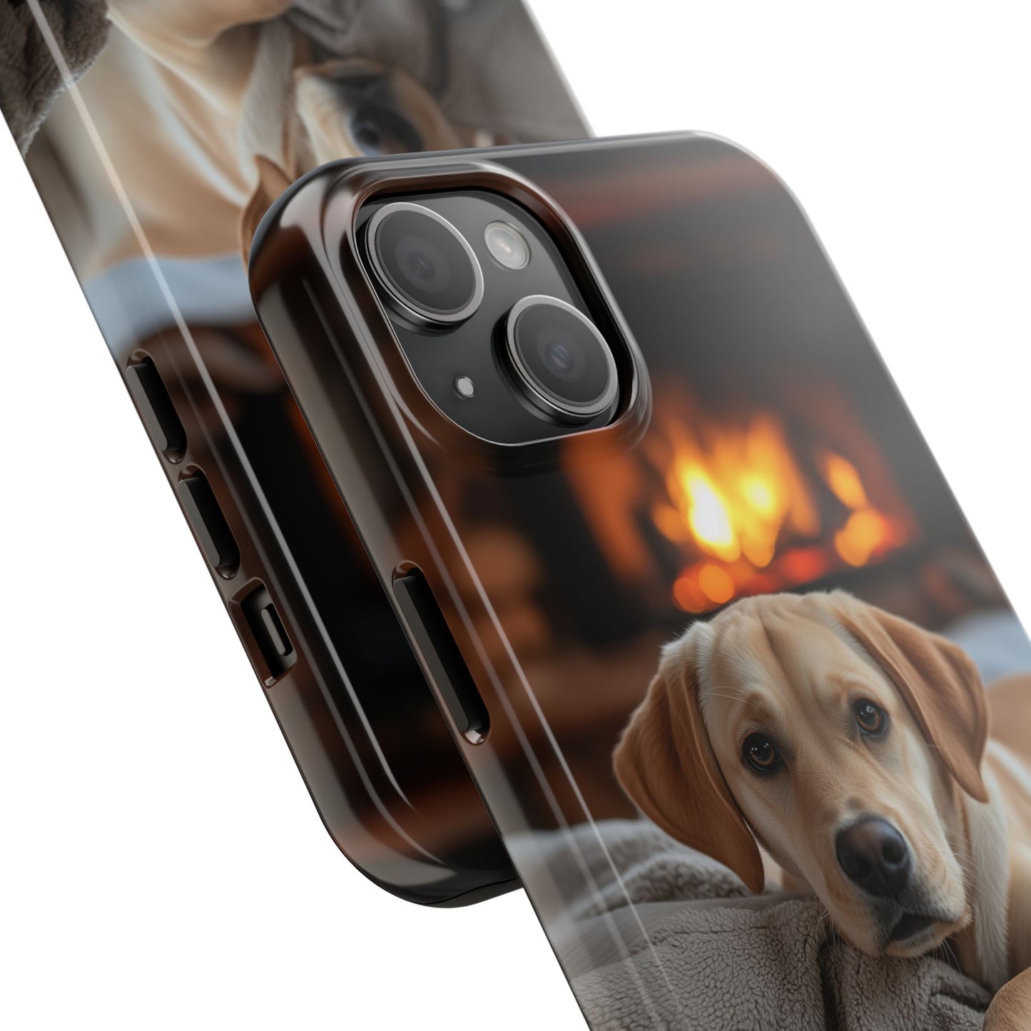 Cozy Golden Retriever by the Fireplace - iPhone Series Case