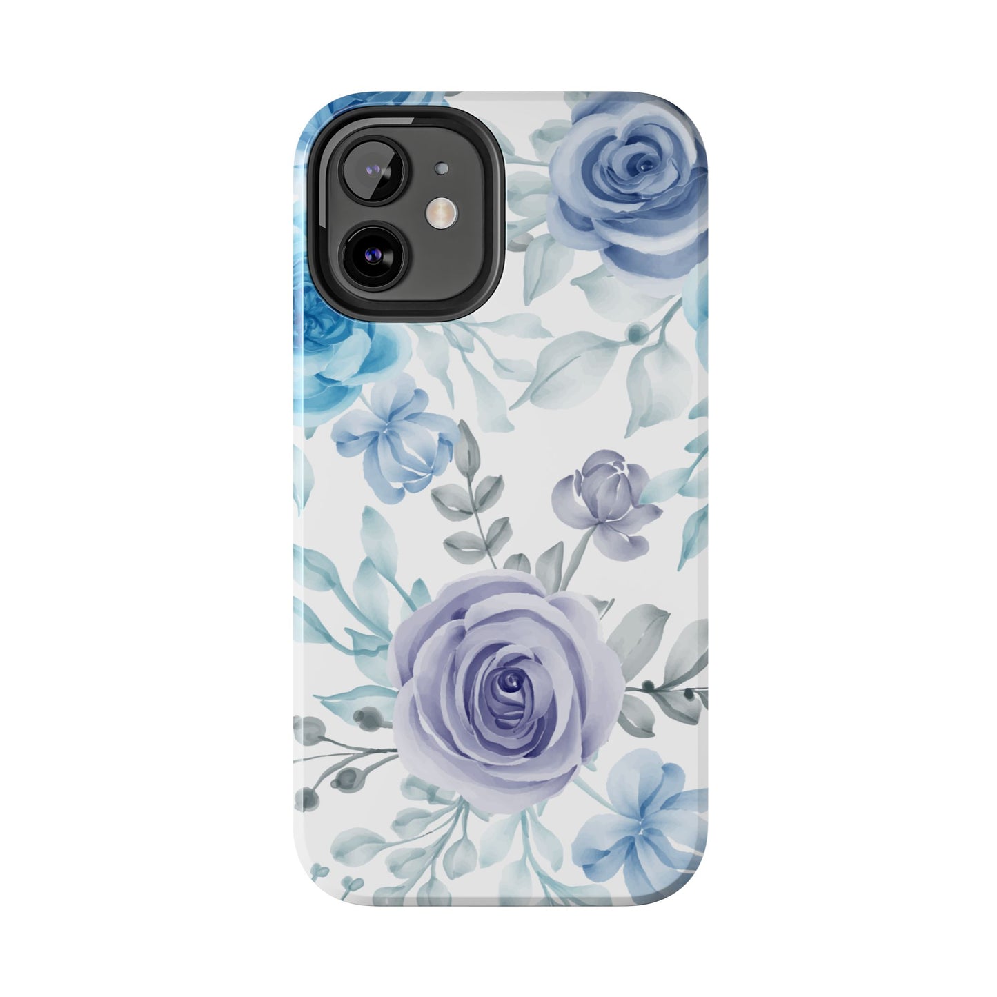 Elegant Blue & Violet Roses iPhone Case – Luxurious Floral Design for Chic Device Protection