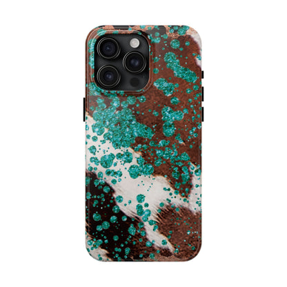 Teal Glitter Cowhide - iPhone Series Case