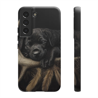 Adorable Black Labrador Puppy on Feathers Samsung Galaxy Case