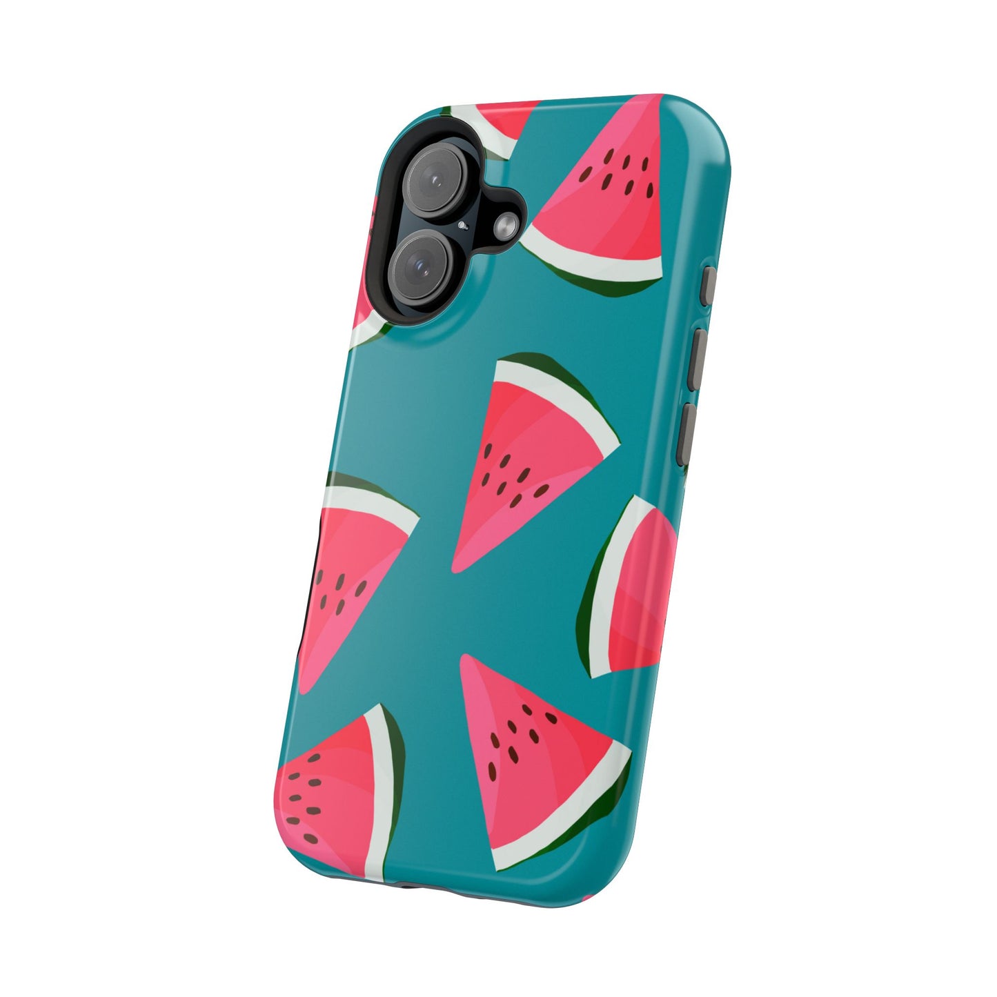 Watermelon Bliss MagSafe iPhone Case – Vibrant Summer Fruit Design on Teal Background