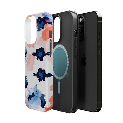 Abstract Coral & Navy Watercolor Design – MagSafe iPhone Case