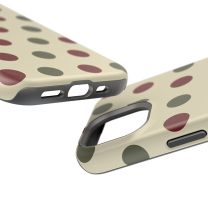 Red & Green Polka Dots on Cream – MagSafe iPhone Case